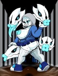 ass big_breasts breasts comic_(under(her)tail) dat_ass fat_ass female female_only female_sans gaster_blaster hood hoodie jacket lips rule_63 sans skirt thewill thighhighs thighs tongue_out under(her)tail undertale wet wet_body wet_pussy wet_skin