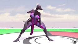 1girls 3d animated anthro breast_squeeze connivingrat detailed_background female_only fighting_stance mp4 nintendo nude_female pokémon_(species) pokemon pokemon_(species) salazzle sound video