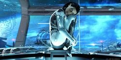 3d eva_core female major_guardian mass_effect sitting solo stool