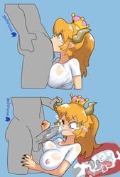 all_the_way_to_the_base big_breasts blonde_hair blue_eyes bowsette breasts crown cum cum_in_mouth cum_in_throat deepthroat deepthroat_no_hands faceless_male female fringe gag gagging horn_grab horns inside_view internal internal_fellatio internal_oral male male/female mario_(series) minus8 monster_girl multiple_images new_super_mario_bros._u_deluxe nintendo nipples one_eye_closed oral oral_sex penis penis_on_tongue petite pointy_ears saliva saliva_trail sharp_teeth simple_background sloppy surprised tight_throat video_games x-ray