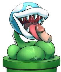 1boy 1girls 2021 aeonspassed areolae big_lips breasts disembodied_penis female female_focus feral green_skin huge_lips imminent_oral male mario_(series) nintendo nipple_slip nipples open_mouth penis penis_on_tongue piranha_plant saliva saliva_trail sharp_teeth simple_background tagme teeth thick_lips tongue tongue_out white_background