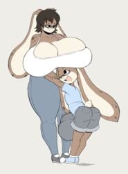 angstrom breasts bunman_emmanuel_(ultrakirby123) bunny_boy bunny_ears bunny_girl bunny_tail character_request cleavage female fur furry hyper hyper_balls hyper_breasts hyper_penis male mother_and_son original original_character original_characters rabbit size_difference