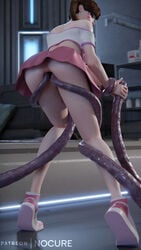 3d anal ass blender bottomless_skirt d.va double_penetration female femsub gape gaping_anus looking_at_viewer looking_back miniskirt no_panties nocure21o overwatch pussy schoolgirl skirt skirt_lift tagme tentacle tentacle_sex upskirt