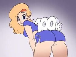 1girls animated ass ass_shake blonde_hair blue_eyes cassidy_(saymanart) female follower_celebration milestone_celebration mp4 music original original_character saymanart sound thick_thighs video