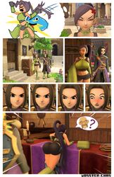 clothing comic dragon_quest dragon_quest_xi female female_focus hero_(dq11) human human_only jade_(dq11) large_breasts light-skinned_female light-skinned_male light_skin male male/female shorts tagme wonster-chan