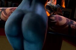 1futa 1girls 3d alien animated asari asari_futanari ass blue_skin female futa_on_female futanari interspecies jack_(mass_effect) mass_effect no_sound samara tagme video vsmnd