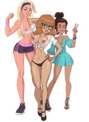 3girls alpha_channel auburn_hair blonde_hair booty_farm booty_shorts brown_eyes brown_hair classy color colored eleanor_(booty_farm) fit_female fitness_influencer for_sticker_use ginny_(booty_farm) glasses gym_clothes headband hippie hipster multiple_girls native_american nerdy_female nutaku peace_sign png sarah_(booty_farm) shy_smile sticker_template tagme tender_troupe transparent_background trio trio_female trio_focus wet_t-shirt wet_t-shirt_contest white_girl