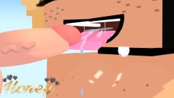 3d black_and_blonde_hair cum cum_in_mouth female honey_(theactualhoney) looking_at_viewer mine-imator minecraft tagme theactualhoney video