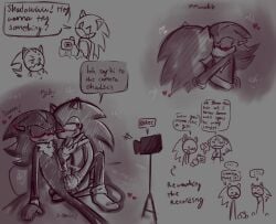 2boys blushing camera cum gay gloves grey_background hearts holding kissing masturbating_other recording shadow_the_hedgehog sketch_page sonadow sonic_the_hedgehog submissive_male teasing text