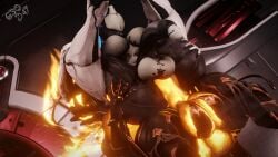 2robots_futa 3d big_balls big_breasts big_penis breasts ember_(warframe) faceless_futanari fire futa_only futanari g30dat geodat64 legs_up no_panties penis saryn_(warframe) tagme warframe watermark