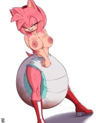 amy_rose breasts diaper full_diaper green_eyes messy_diaper nipples pink_body scat sega shit sonic_(series) sonic_the_hedgehog_(series)