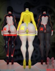 :>= big_ass big_breasts blowbot_(ibex) blowjob blowjob_face body_modification bodysuit corruption dc dc_comics drone dronification fellatio fellatio_gesture high_heels ibex-cg ibex_(company) mind_break mind_control rachel_roth raven_(dc) transformation