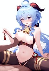 1boy 1girls ai_generated ganyu_(genshin_impact) genshin_impact grabbing_another's_breast patreon sex straight vaginal_penetration yumeji_