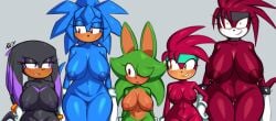 5girls anthro bare_breasts bare_thighs breasts breasts_out curvy echidna huge_breasts multiple_girls naked_female nipples nude nude_female original_character size_difference snesti snesti09 sonic_(series) sonic_the_hedgehog_(series) thick