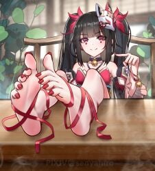 big_toes_rise feet feet_together feet_towards_viewer feet_up flexible_toes foot_fetish foot_focus honkai:_star_rail pointing smirking_at_viewer soles sparkle_(honkai:_star_rail) toenail_polish toenails toes