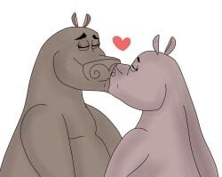 boman100 gloria_the_hippopotamus hippopotamid kissing madagascar_(series) oc original_character tagme yuri