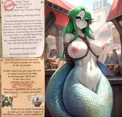 ai_generated anime big_breasts big_nipples bondage bounty_hunters cum edited fantasy female fictional green_eyes green_hair market mermaid naked nude photoshop requested roleplay ropes slave slavegirl slavery waifu waifumarket wide_hips