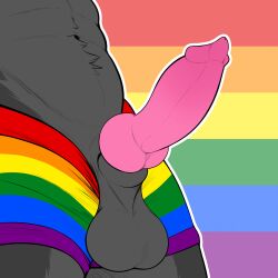 1:1 animal_genitalia anthro canid canine canine_genitalia canis clothing digital_media_(artwork) fur fury_(furythewolf) genitals grey_body grey_fur hi_res knot knotted_penis lgbt_pride male mammal penis pride_color_clothing pride_colors rufusinuzuka solo wolf