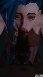 1boy 1boy1girl 1girl1boy 1girls 3d 3d_(artwork) big_penis blowjob blue_eyes blue_hair clothed_female clothed_female_nude_male dark-skinned_male female female female_focus jinx_(league_of_legends) joasenha large_penis league_of_legends light-skinned_female oral oral_sex pov pov_blowjob pov_male riot_games twitter_link watermark