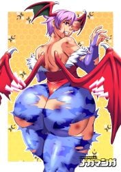 1girls ass ass_bigger_than_head big_ass bruise darkstalkers female female_only head_wings huge_ass large_ass light-skinned_female light_skin lilith_aensland nakamanga purple_hair red_eyes solo solo_female solo_focus succubus succubus_horns succubus_tail vampire_savior wings