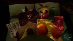 1boy 2girls 3d animated animatronic anthro bedroom big_breasts bouncing_breasts chicken cum cum_on_breasts double_paizuri five_nights_at_freddy's five_nights_at_freddy's_2 fox foxy_(fnaf) furry gryphon huge_toy_chica kissing large_breasts loop male_pov no_sound on_bed outercourse paizuri pillow pillows pov robot robot_girl rule_63 sex sexbot source_filmmaker sunset tezcatl tezcatl-ayauhtli toy_chica_(fnaf) trio video voluptuous