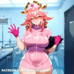 aftermath ai_generated ass_bigger_than_head big_breasts big_butt breasts_bigger_than_head busty clinic commission cum cum_in_mouth cumshot ejaculation female genshin_impact gloves heavenly_ass hospital hoyoverse huge_ass huge_breasts large_ass large_breasts milf nurse nurse_clothing nurse_uniform patreon patreon_url patreon_username pawg pink_gloves sinderellaart thick thick_ass thick_legs thick_thighs used voluptuous voluptuous_female yae_miko