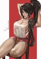 1girls alternate_costume ass big_ass big_breasts breasts casual cleavage fatal_fury female female_focus female_only human human_only king_of_fighters light-skinned_female light_skin mai_shiranui snk solo solo_female thick_thighs whailsart