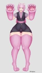 big_thighs paws pink_eyes skunk skunk_ears tagme tagme_(artist) volphos white_skin
