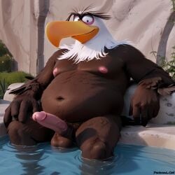 accipitrid accipitriform ai_generated angry_birds anthro arms_behind_head avian bald_eagle balls beak big_belly bodily_fluids brown_feathers civitai claws cloud columbia_pictures detailed_eyes eagle eyebrows fat fat_belly front_view furry genitals hi_res horny horny_male hot_tub jacuzzi looking_at_viewer male male_only mighty_eagle navel nipples obese obese_male overweight overweight_male penis pool pupils rovio rovio_animation rovio_entertainment sea_eagle sega sex sitting sitting_down sky smile smiling_at_viewer solo sony sunny tail tail_feathers talons the_angry_birds_movie two-tone_body two_tone_feathers unibrow veiny_penis water white_feathers white_hair yellow_beak yellow_feet