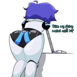 ahoge ass ass bending_over big_ass big_butt blue_hair eight_(time_jester) male male_only monster_prom oc original_character robot robot_boy thick_thighs time_jester_(artist)