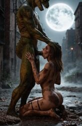 1boy 1girls ai_generated female_human female_human/male_feral female_human/male_monster feral_on_female feral_on_human full_moon interspecies interspecies_sex male_feral male_feral/female_human male_monster monster monster_on_female monster_on_human monster_penetrating noone3d petite slim slim_waist