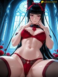 1girls 2025 abs ai ai_assisted ai_generated anilvl anime anime_girl anime_style artist_name bangs big_breasts big_chest black_flower black_hair black_legwear black_rose blue_flower blue_rose blunt_bangs blush bouquet bra breast breasts bust busty chest female flower garter_belt gate_-_jieitai_ka_no_chi_nite_kaku_tatakaeri green_flower hair_flower hi_res high_quality high_resolution highres holding_flower large_breasts legs_apart legs_spread lingerie long_hair looking_at_viewer navel open_legs orange_flower panties patreon patreon_username petals pink_flower pink_rose pubic_tattoo purple_flower purple_rose red_bra red_eyes red_flower red_panties red_rose rory_mercury rose rose_petals rose_print sitting smile solo spider_lily splayed_legs spread_legs stable_diffusion sweat thighhighs thorns underwear vase watermark white_flower white_rose window yellow_rose