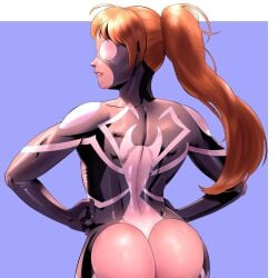 1girls anya_corazon arachne_(marvel) ass big_ass female latina marvel ponytail presenting_hindquarters red_hair sexgazer solo spider-girl spider-man_(series)