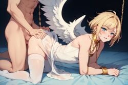 2boys ai_generated anal anal_sex anal_sex angel_boy angel_wings blonde_hair blonde_male bondage chained_up chains cum_in_ass cute doggy_style femboy_on_male femboysub forced male male/male rape restrained small smooth soft twink