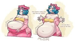 bbw belly_drop huge_belly overweight secretly_loves_it skoddy tagme wardrobe_malfunction weight_gain yandere