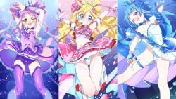 16:9 aokaze_nana breasts cure_idol cure_kyunkyun cure_wink kimi_to_idol_precure nico0510 precure pretty_cure sakura_uta shigure_kokoro wallpaper