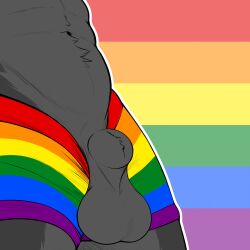 1:1 animal_genitalia anthro balls canid canine canine_genitalia canis clothing digital_media_(artwork) fully_sheathed fur fury_(furythewolf) genitals grey_body grey_fur hi_res lgbt_pride male mammal pride_color_clothing pride_colors rufusinuzuka sheath solo wolf