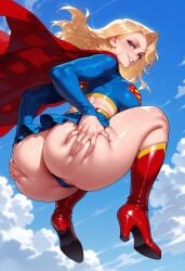 1girls ai_generated anus anus_peek ass ass_focus ass_grab balecxi belt blonde_hair blue_eyes blue_panties blue_skirt blue_sky blush boots breasts cape clothing cloud crop_top cropped_shirt curvaceous curvaceous_female curvaceous_figure curvy curvy_figure day dc dc_comics deep_skin female female_focus female_only flying footwear from_behind from_below grabbing_own_ass grin hands_on_ass high_heel_boots high_heels huge_ass inviting inviting_to_sex kara_danvers kara_zor-el knee_boots large_breasts lips long_hair long_sleeves looking_at_viewer looking_back midair midriff miniskirt outdoors panties presenting presenting_ass presenting_breasts presenting_hindquarters presenting_self red_cape red_footwear seductive seductive_look seductive_smile shiny_skin shoes skirt sky smile solo spread_ass squatting supergirl supergirl_(series) superhero superman_(series) sweat thick_thighs thighs thong underwear voluptuous voluptuous_female