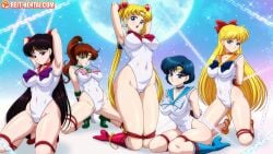 5girls ami_mizuno background bishoujo_senshi_sailor_moon black_hair blonde_hair blue_hair bondage boots brown_hair chained chained_up half_clothed long_hair looking_at_viewer makoto_kino minako_aino rei_hino reit restrained sailor_moon sailor_scout short_hair tagme tied_up tight_clothing usagi_tsukino watermark