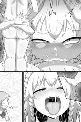 1futa 1girls all_the_way_to_the_base balls_deep big_breasts blush breasts comic cum cum_in_mouth cum_in_throat cute dakkoku_jiro deepthroat deepthroat_hug duo fellatio female futa_on_female futanari hong_meiling huge_breasts human monochrome multiple_girls nude open_mouth oral penis petite sakuya_izayoi sex skinny slim sucking teenager throat tongue_out touhou young