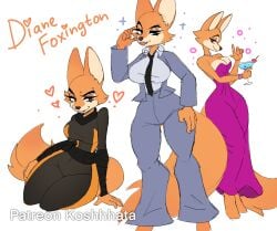 bodysuit diane_foxington dreamworks dreamworks_animation dress drink female female_focus female_only foxgirl furry furry_female ginger office_clothing office_lady png purple_dress tail the_bad_guys universal_pictures universal_studios