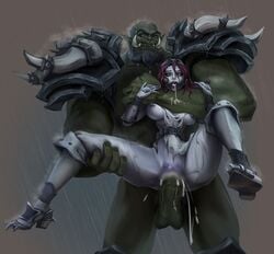 1boy 1girls armor asphyxiation belt blur_censor boots bracer breast_press carrying censored choke_hold choking cum cum_in_mouth cum_in_pussy cum_inside cum_splatter dark_green_skin defeated dominant_male drooling_cum exposed_ass exposed_breasts eyes_rolling_back female femsub forsaken green_skin grey_sclera holding_arm large_breasts larger_male long_hair lyna_deathshadow lynazf male mascara_tears nipples open_mouth orc orc_(warcraft) orc_male pauldrons penis purple_hair purple_nipples purple_skin pussy rape reverse_suspended_congress ryona sex shaved_pussy shoulder_armor shoulder_pads size_difference slim smaller_female spread_legs stand_and_carry_position straight testicles tongue_out torn_clothes tusks undead undead_female vaginal_sex veiny_penis warrior world_of_warcraft yellow_eyes