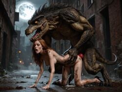 1boy 1girls ai_generated female_human female_human/male_feral female_human/male_monster feral_on_female feral_on_human full_moon interspecies interspecies_sex male_feral male_feral/female_human male_monster monster monster_on_female monster_on_human monster_penetrating noone3d petite slim slim_waist