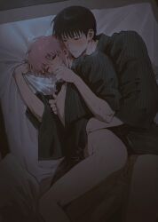 2boys anal ass black_eyes black_hair black_kimono blanket blush breath brown_eyes choppy_bangs clothes_lift commentary_request covering_own_mouth cowboy_shot cum cum_on_ass cum_on_body cum_on_penis dark earrings empty_eyes erection everyday_host feet_out_of_frame from_above futon gay gay_male hair_between_eyes hajime_(everyday_host) hand_on_another's_stomach hands_up japanese_clothes jewelry kimono kimono_lift korean_commentary kouichi_(everyday_host) large_penis looking_ahead looking_at_another lying male_focus male_penetrated mature_eyes motion_lines multiple_boys multiple_piercings naked_kimono narrowed_eyes neck_blush nipple_stimulation nipple_tweak on_side open_clothes open_kimono pale_skin parted_lips penis pink_hair ppssyhys raised_inner_eyebrows sex sex_from_behind sheet_grab short_hair spooning stomach_bulge striped_clothes striped_kimono stud_earrings sweat trembling twitching uneven_eyes wispy_bangs yaoi yukata