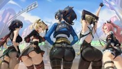 5girls ass big_ass big_butt black_hair blodne_hair blonde_hair burnice_white dark_hair evelyn_chevalier eyewear_on_head fat_ass female female_focus hoyoverse huge_ass huge_butt jane_doe_(zenless_zone_zero) large_ass large_butt mihoyo nicole_demara pink_hair police police_officer police_uniform policewoman rat_girl rat_tail rucarachi tagme thick thick_ass thiren tight_clothes tight_clothing tight_pants tights zenless_zone_zero zhu_yuan