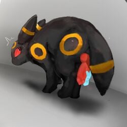 1:1 black_body blush canid canine digital_media_(artwork) eeveelution feral fur generation_2_pokemon genitals hi_res looking_at_viewer male mammal nintendo penis pokemon pokemon_(species) saint1596321qqq solo tail umbreon