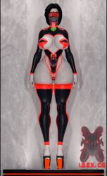 :>= big_ass big_breasts blowbot_(ibex) blowjob blowjob_face body_modification bodysuit corruption dc dc_comics drone dronification fellatio fellatio_gesture high_heels ibex-cg ibex_(company) mind_break mind_control rachel_roth raven_(dc) transformation