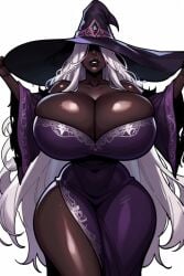 ai_generated bimbo black_body ebony elden_ring elden_ring_nightreign firstbouki huge_ass huge_breasts huge_thighs long_hair recluse_(nightreign) solo_female tagme thick_thigh voluptuous voluptuous_female white_hair