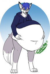 1boy 2021 annoyed anthro belly chub chubby fat folf furry gut kyra male noises stomach stuffing