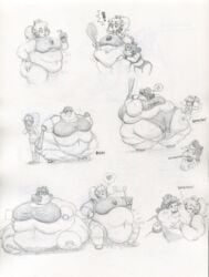 bbw belly belly_expansion chubby chubby_female fat huge_belly huge_breasts kissing mario_(series) mario_super_sluggers mario_tennis naughtydarlex nintendo obese princess_daisy princess_peach sportswear ssbbw sweat weight_gain